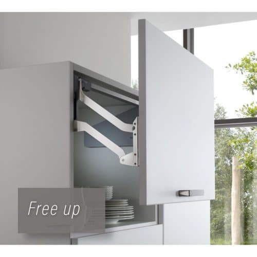 Ảnh thực tế bộ tay nâng FREE UP Hafele 493.05.802 nắp xám