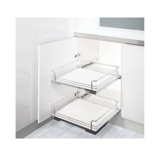 Ảnh thực tế phụ kiện tủ bếp Hafele 540.26.667 bộ rổ ARENA Phụ kiện tủ bếp Hafele 540.26.667 bộ rổ ARENA lắp âm bản lề 600mm