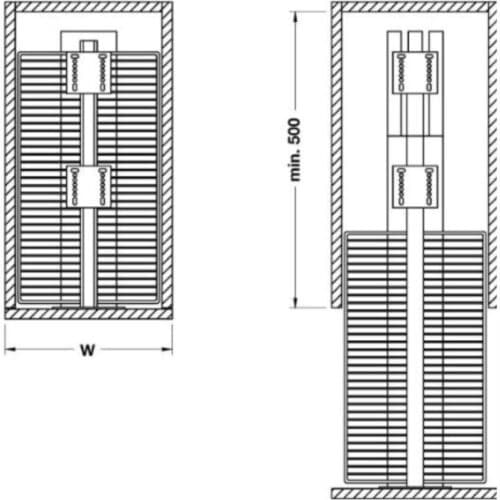 Bộ rổ kéo lớn Milan Hafele 548.93.133 5 Kích thước bộ rổ kéo lớn Milan Hafele 548.93.133