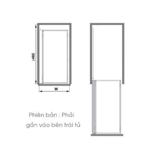 Kích thước bộ Rổ Kéo Comfort II Mở Phải 300mm Hafele 545.53.762