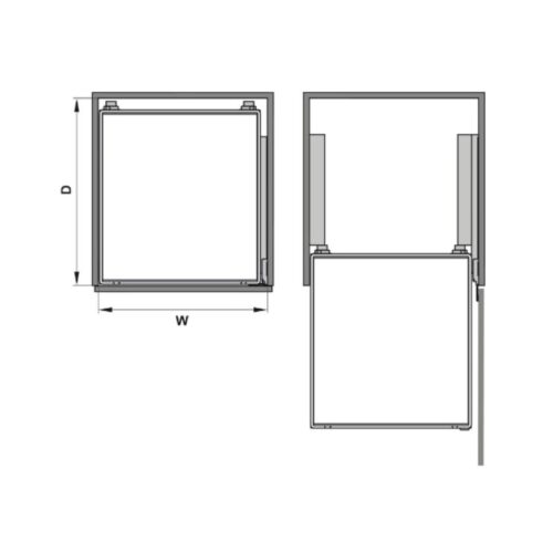 Kích thước phụ kiện tủ bếp Hafele 540.26.667 bộ rổ ARENA Phụ kiện tủ bếp Hafele 540.26.667 bộ rổ ARENA lắp âm bản lề 600mm
