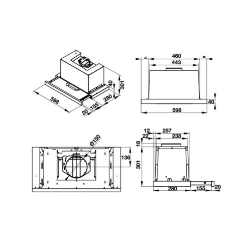 Thiết kế của Máy hút mùi âm tủ Hafele HH-TG60E mặt kính đen