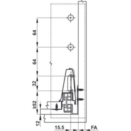 Ray hộp kính Hafele 552.03.791 Alto giảm chấn màu trắng mờ H84xD300mm (1)