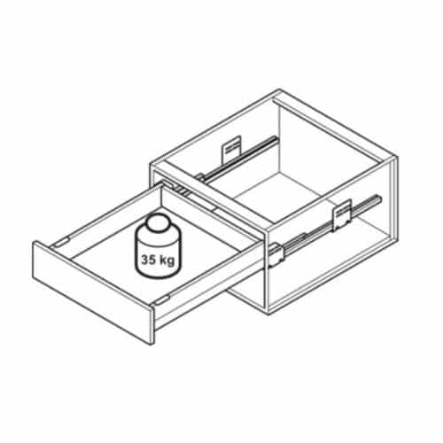 Sức chứa Bộ ngăn kéo Hafele 551.53.775 Matrix Box P35 16/60/500mm trắng mờ