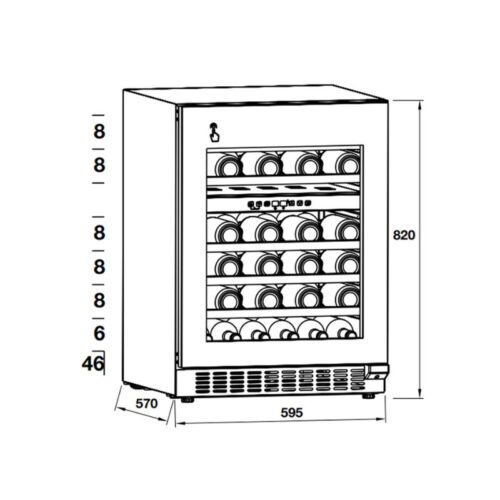 Tủ rượu Hafele HW-C129FB 533.17.011 lắp âm 4 Kích thước tủ rượu Hafele HW-C129FB 533.17.011 lắp âm