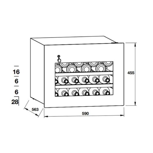 Tủ rượu Hafele HW-C62BB 533.17.001 lắp âm 3 Kích thước tủ rượu Hafele HW-C62BB 533.17.001 lắp âm