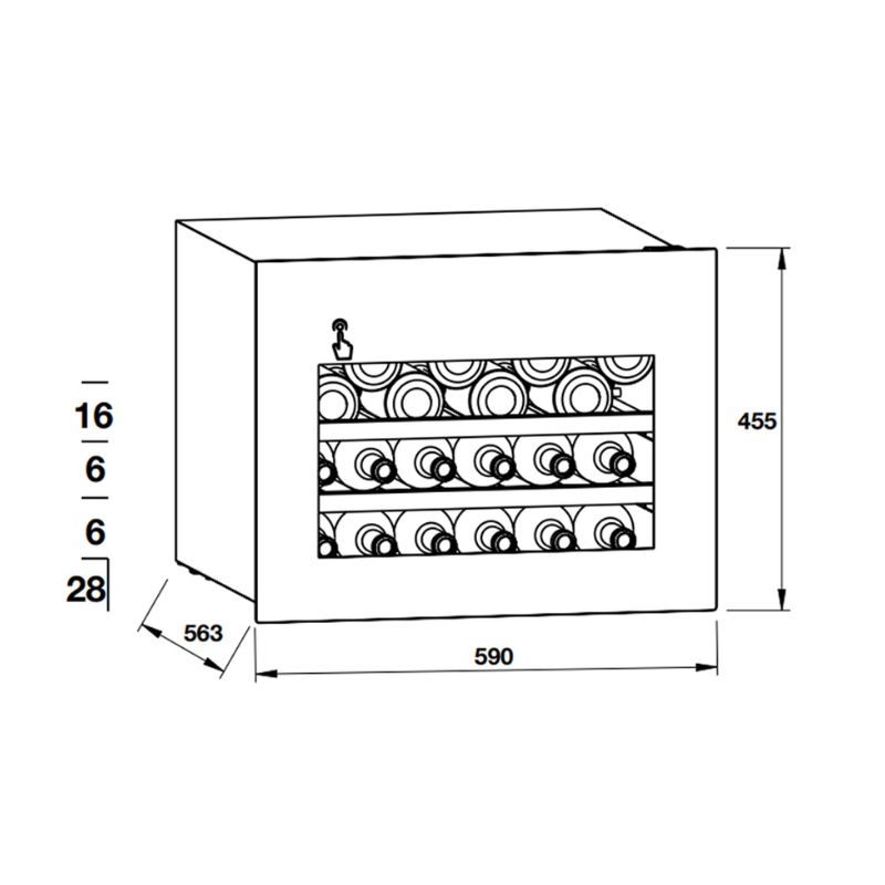 Kích thước tủ rượu Hafele HW-C62BB 533.17.001 lắp âm Kích thước tủ rượu Hafele HW-C62BB 533.17.001 lắp âm