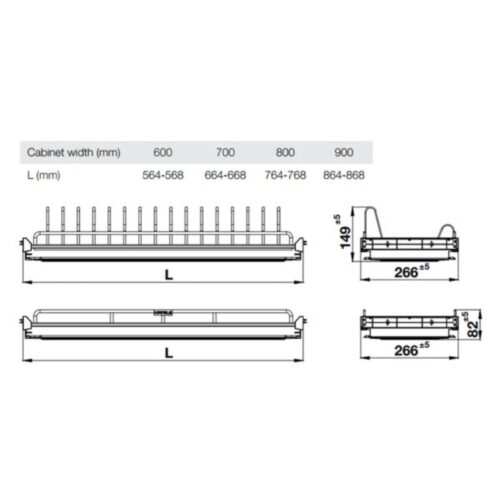 Kích thước giá bát cố định Hafele Oria 544.07.014 700mm